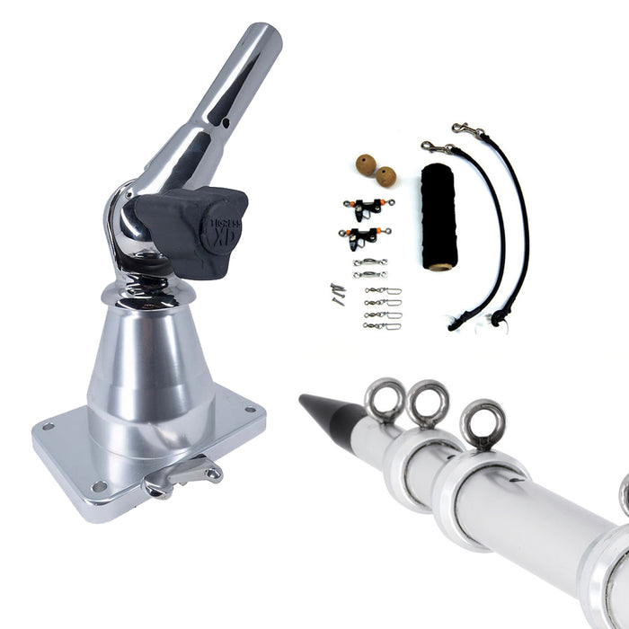 Tigress XD Bay Series Top Mount System - 15 - Aluminum Silver Outriggers Deluxe Rigging Kit [88823-2]