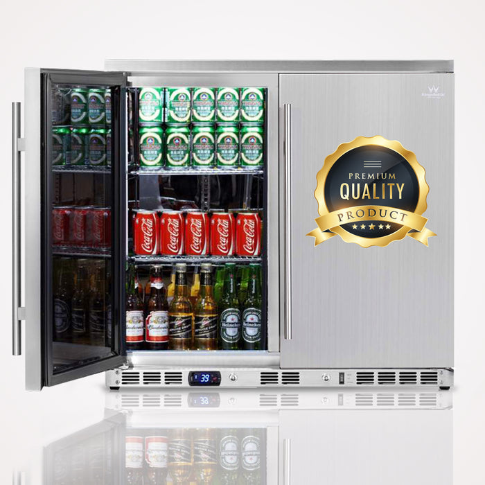 KingsBottle 36 Inch Outdoor Beverage Refrigerator 2 Door For Home